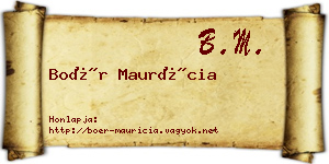 Boér Maurícia névjegykártya